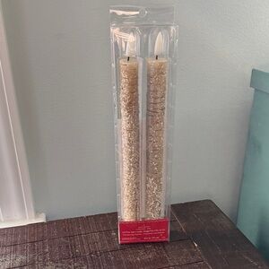 Ashland LED Wax Birch Taper Candles with Flickering Flame - Set of 2